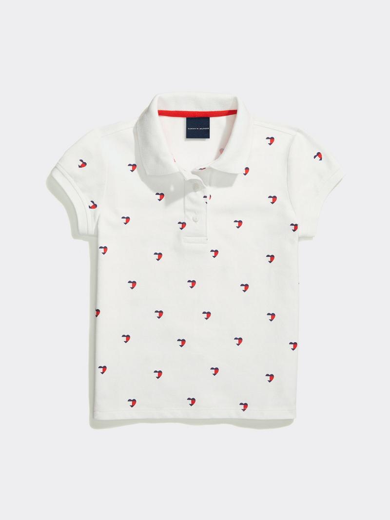 Lány Tommy Hilfiger Print Polos Fehér | HU 1836AHK